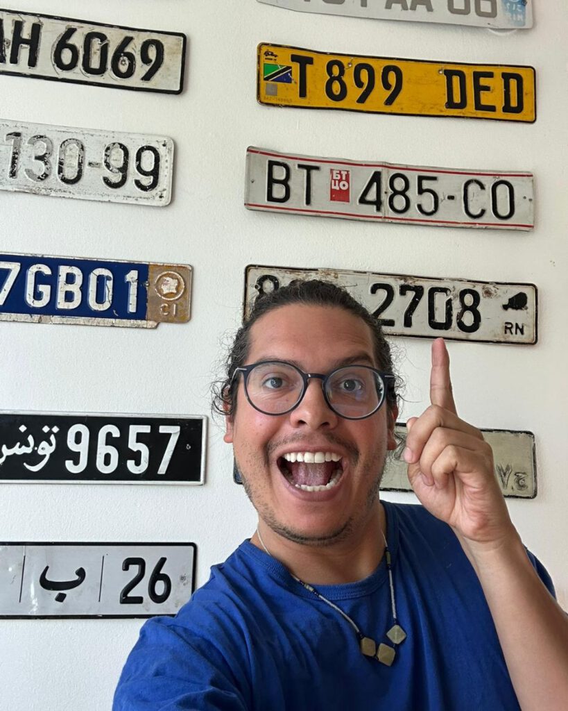 Collecting car licence plates from all over the world. 