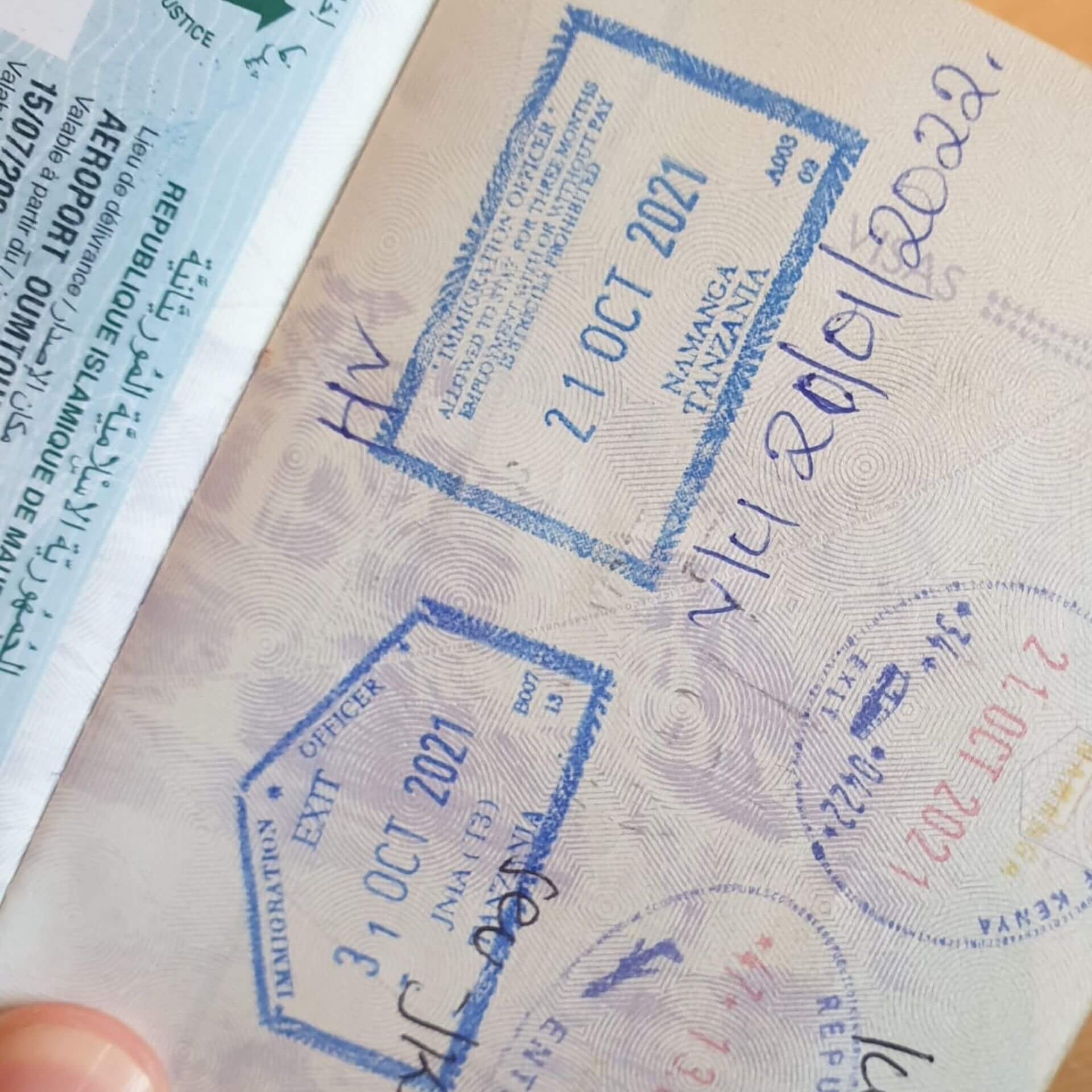 entry exit stamps kenya tanzania