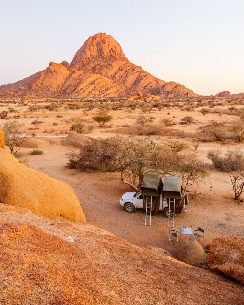 Camping in Namibia with an overhead tent is the best way to explore the country