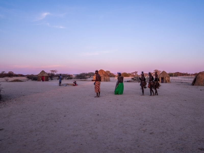 Sunset in a himba village in Spitzkoppe