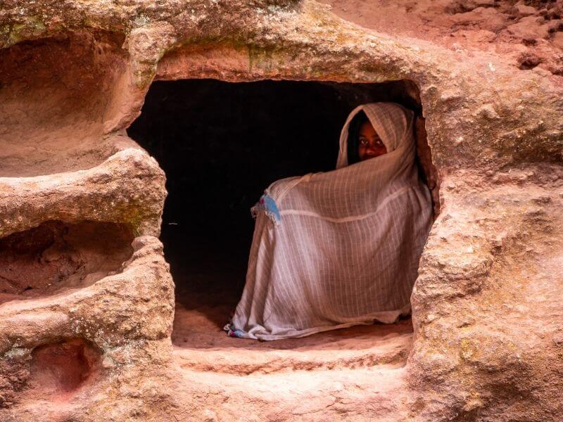 Locals find shelter and warm in churches excavated from a rock