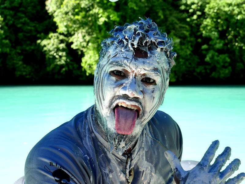 White mud from the limestone is used as a skin treatment in Palau