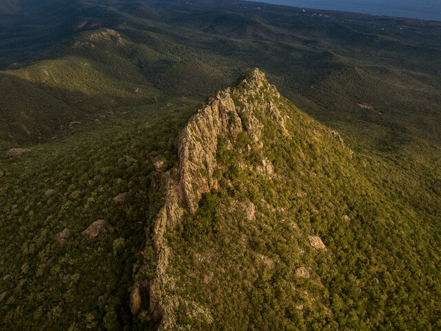 Aerial view of Christoffelberg in Curacao