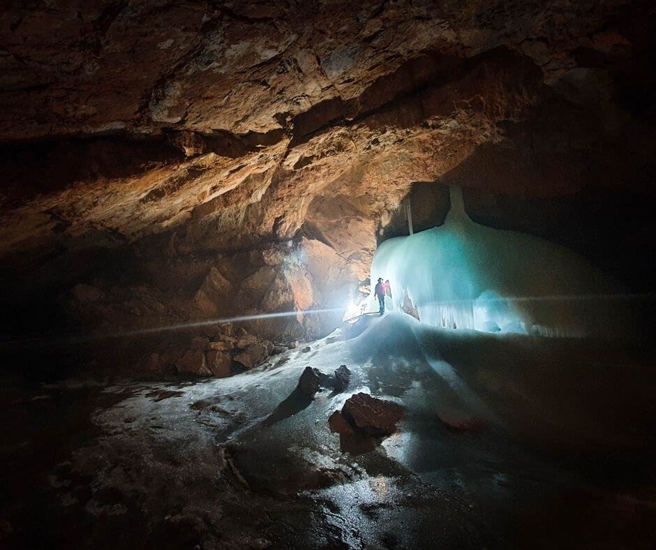 Inside the Eisriesenwelt ice cave in Austria