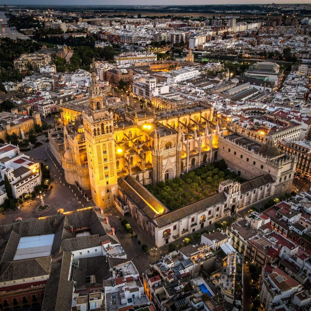 Cathedral Seville with a drone