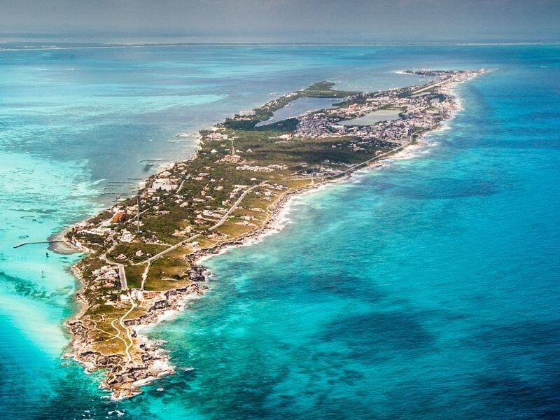 View of Isla Mujeres from the air