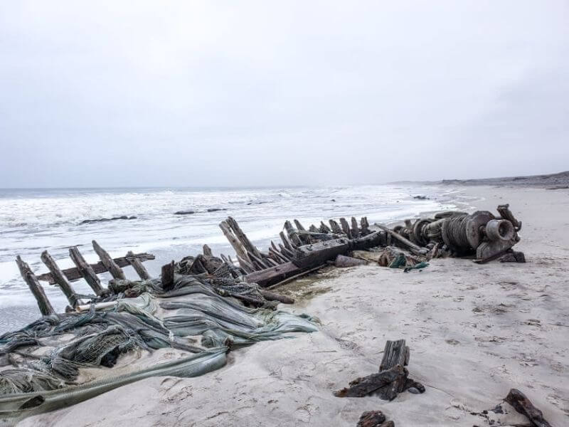 Wreck of a ship at the Skeleton Coast national park in Namibia