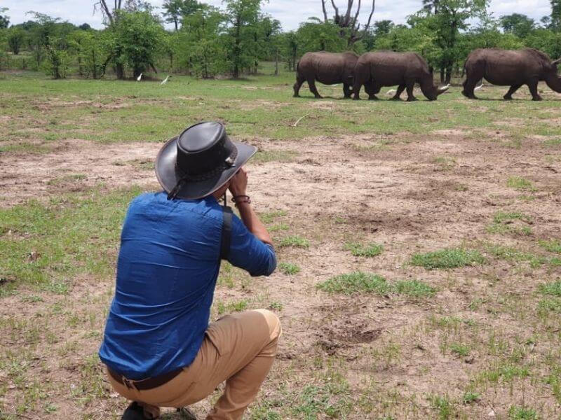 walking safari with rhinos in Zambia - best national parks in Zambia