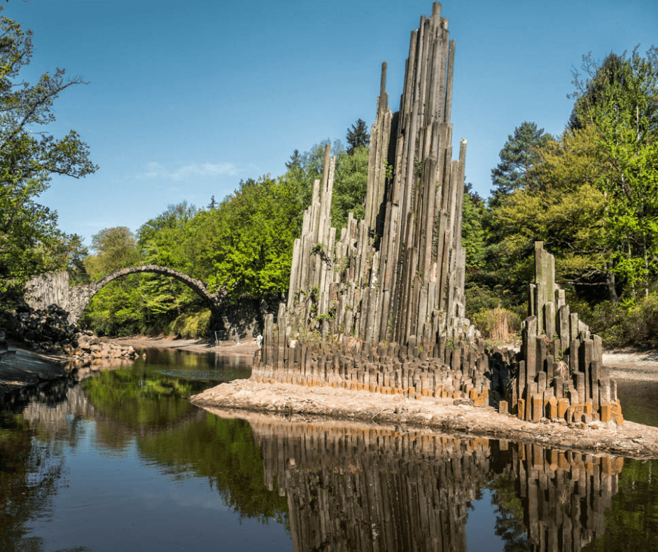 A basalt sculpture in the Rakotzbrücke on a road trip 