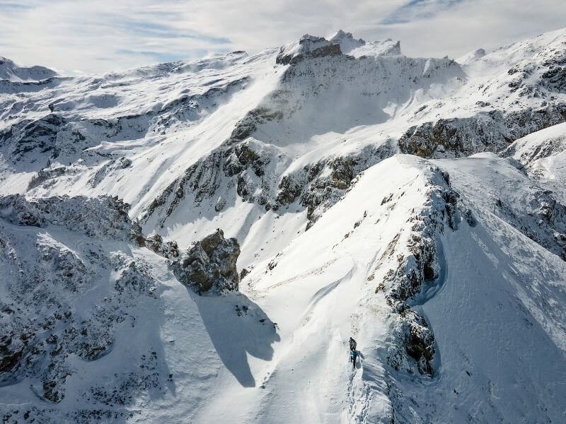 Liechtenstein Hiking the Gina-Fürstin-Weg during a snowy day