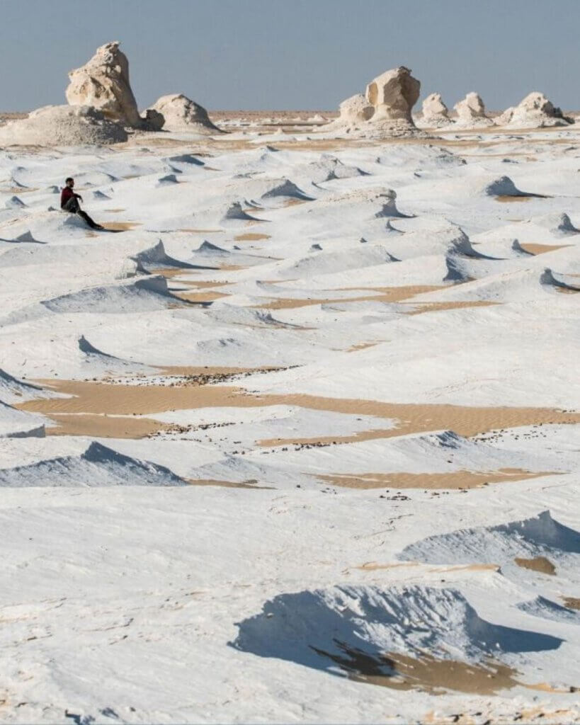 The rock shapes at the White Desert are because of millenia of storms