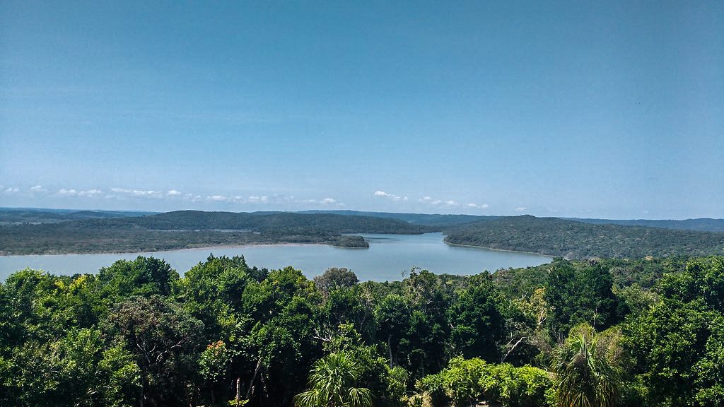 Views of the Yaxha Lake from one of the pyramids inside the National Park