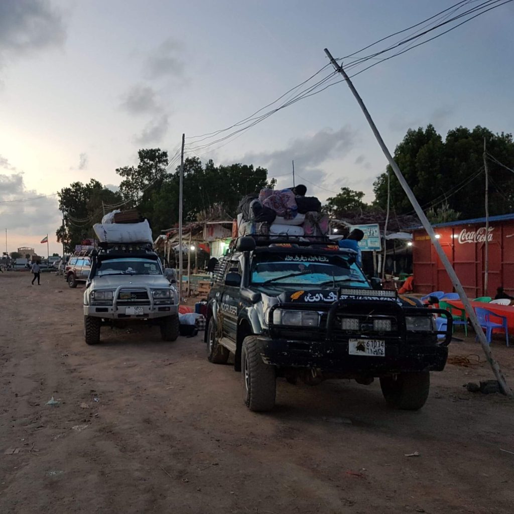 cars at the somaliland border - crossing Djibouti Somaliland border