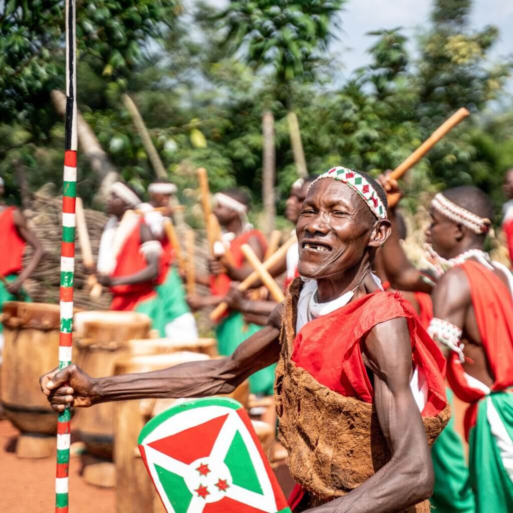 The leader of the drummers in Burundi