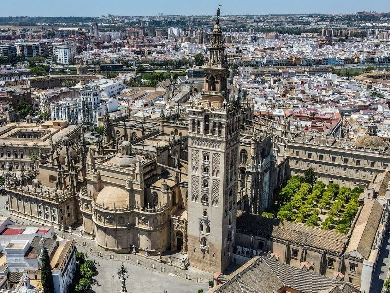 Aerial view of the Cathedral in Seville