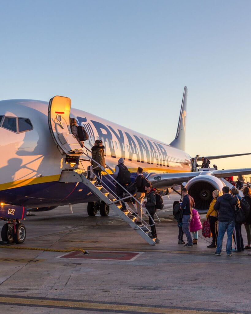 Boarding a ryanair flight in Europe