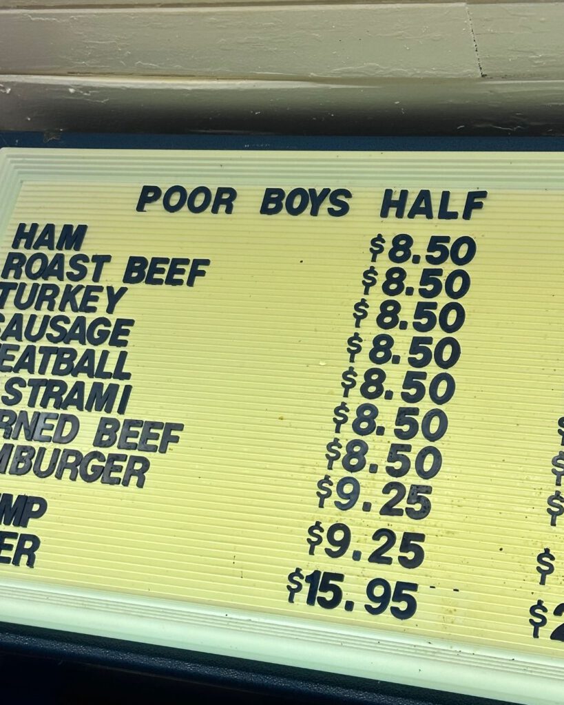 Different types of Po'Boys at Olde Tyme Grocery in Lafayette