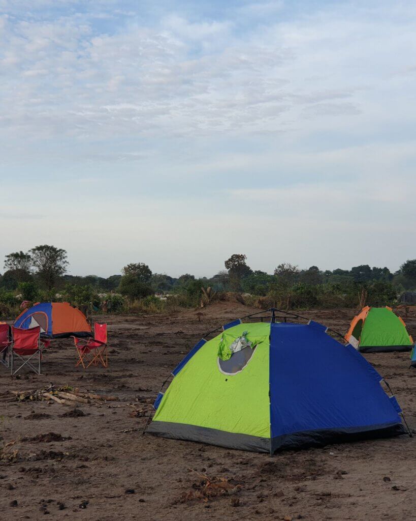 Our sleeping tents at the Dinka community
