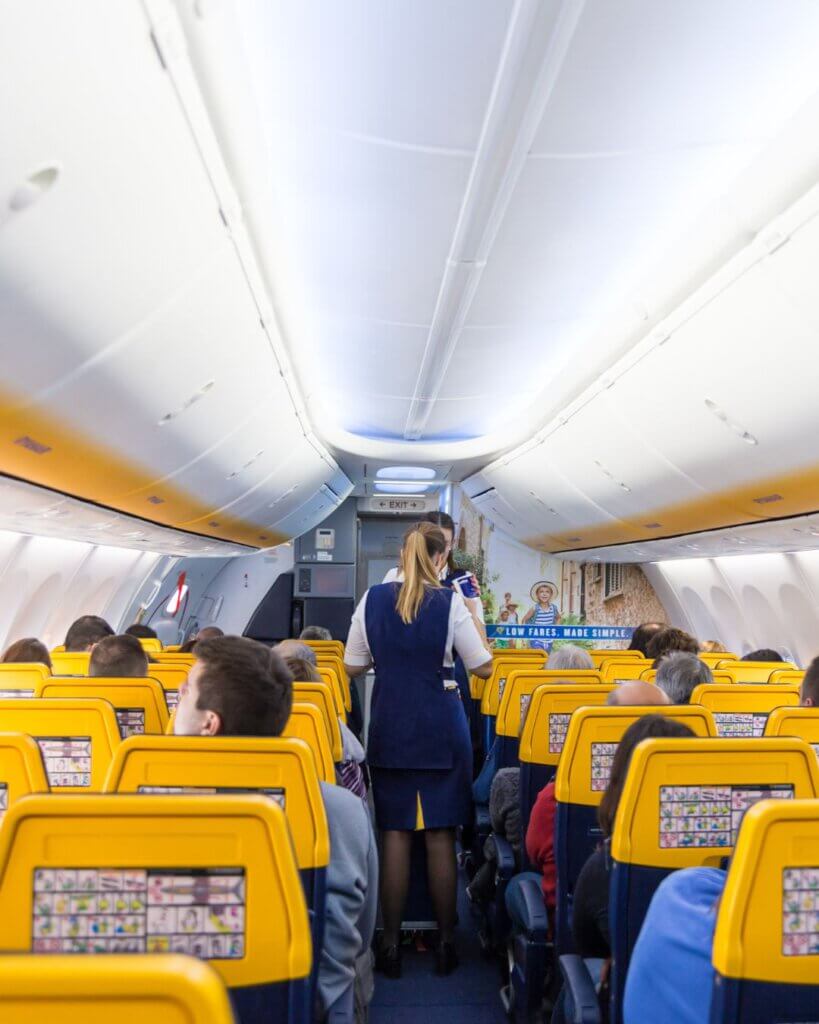 Inside a Ryanair cabin