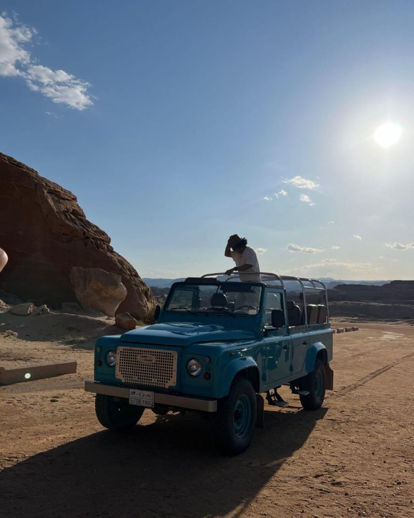 Hegra on a Land Rover in AlUla