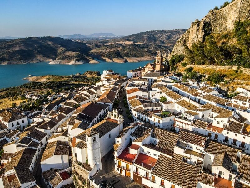 Zahara de la Sierra from the air - white villages in Andalucia