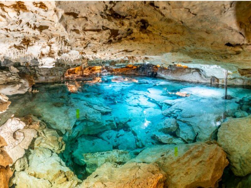 View of the cenote in Aktun-Chen