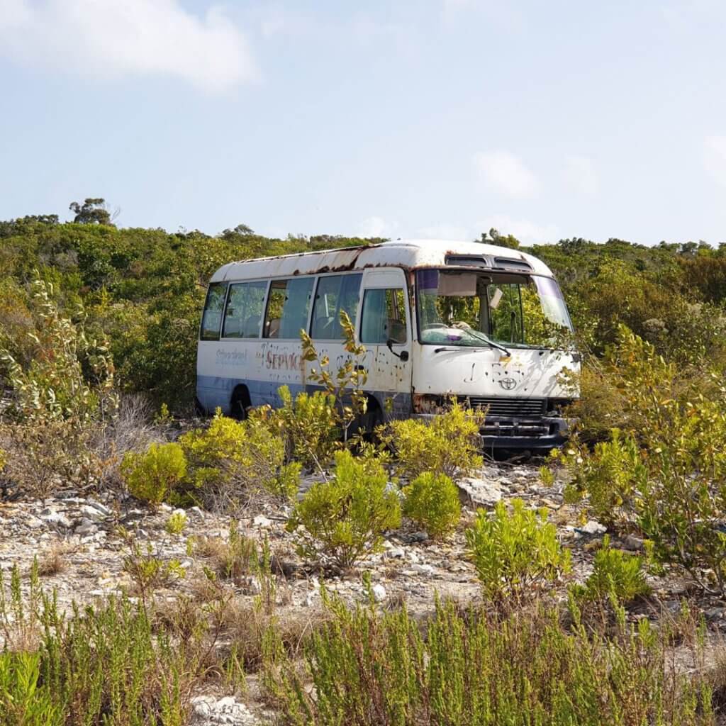 There are several abandoned vehicles all across Acklins