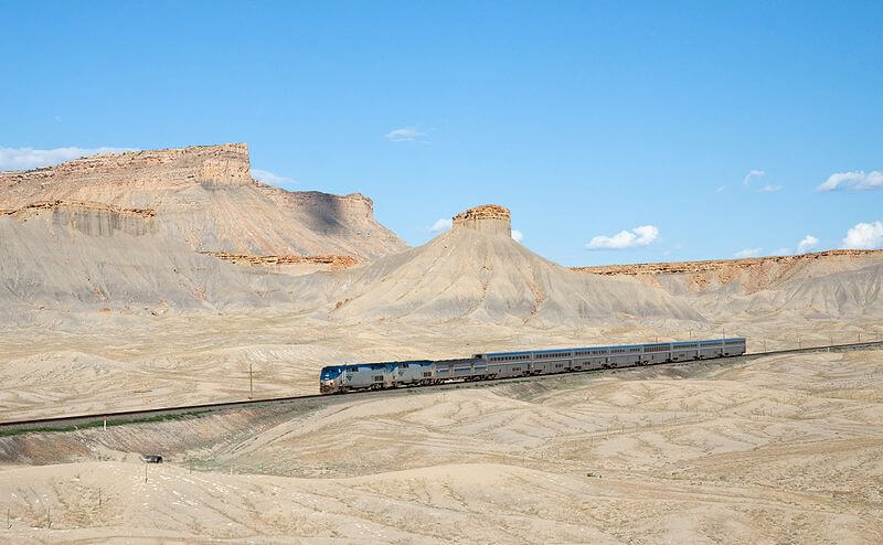 The California Zephyr crossing the landscapes of Utah on a clear dayTrans Siberian Express
