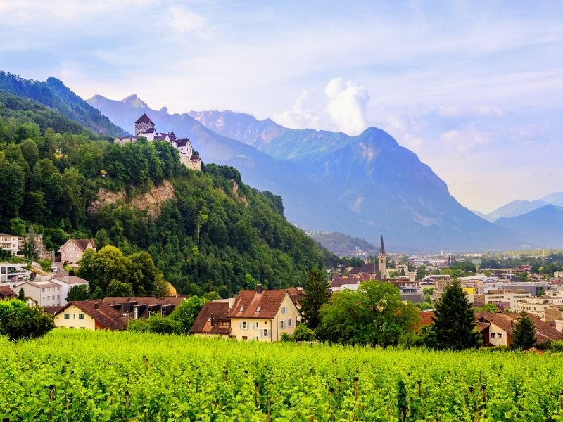 View of the Vaduz castle at the Liechteinsteiner Weg