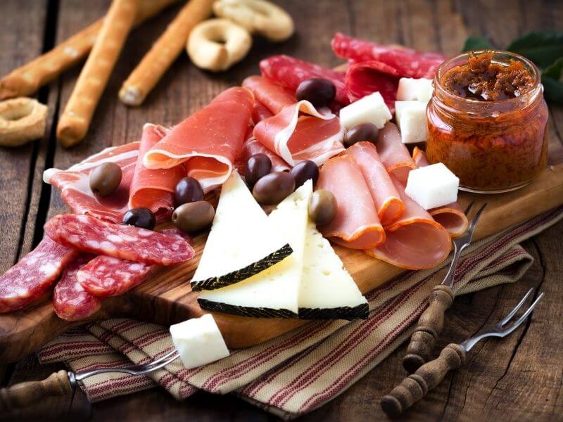 A plate of meats and cheese in Spain