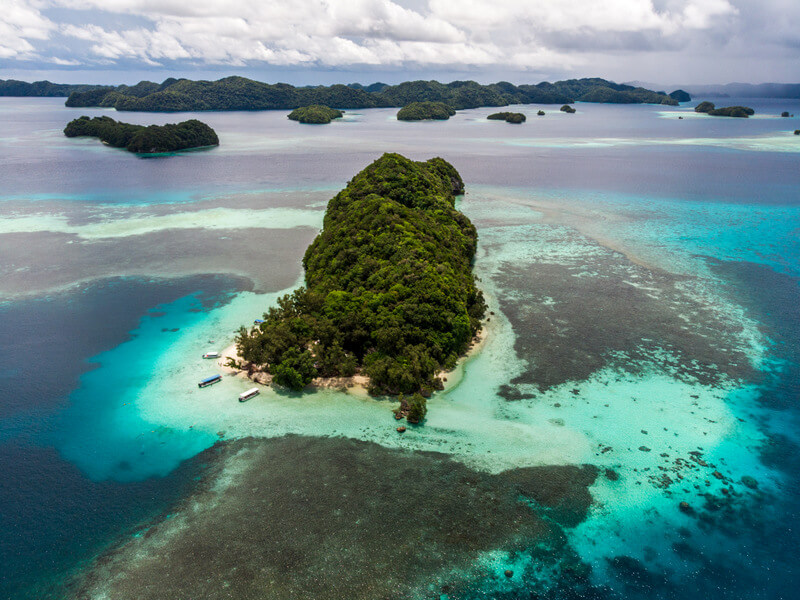 Aerial view of the Rock Islands in Palau