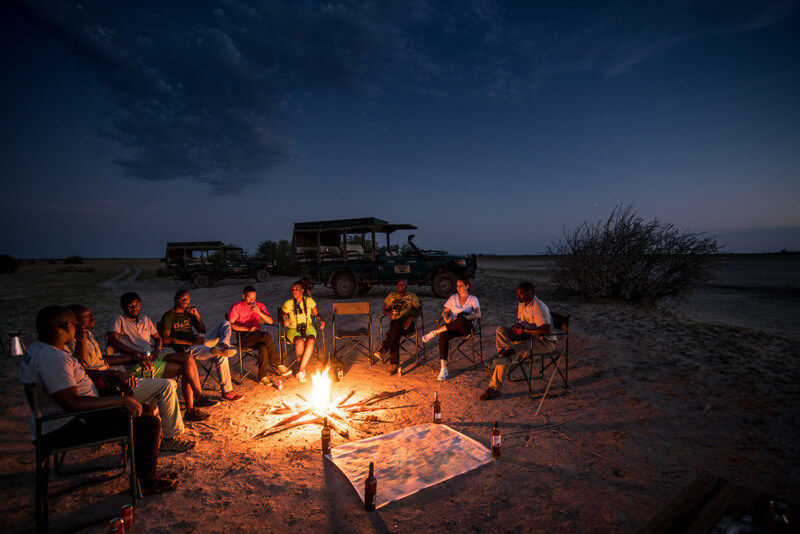 Bonfire and stargazing in Botswana