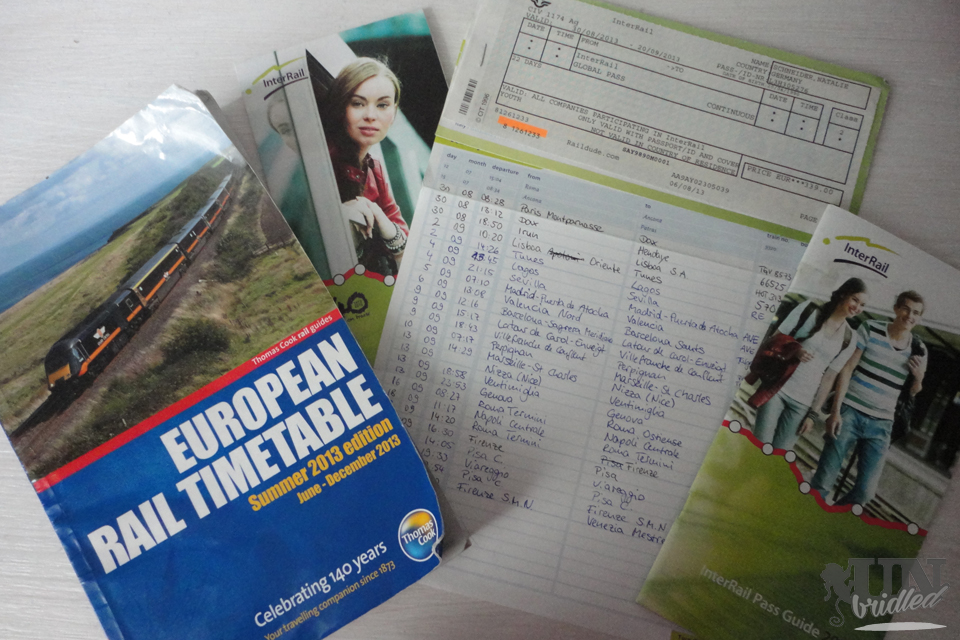 Interrail Ticket timetable guide for travelers in Europe