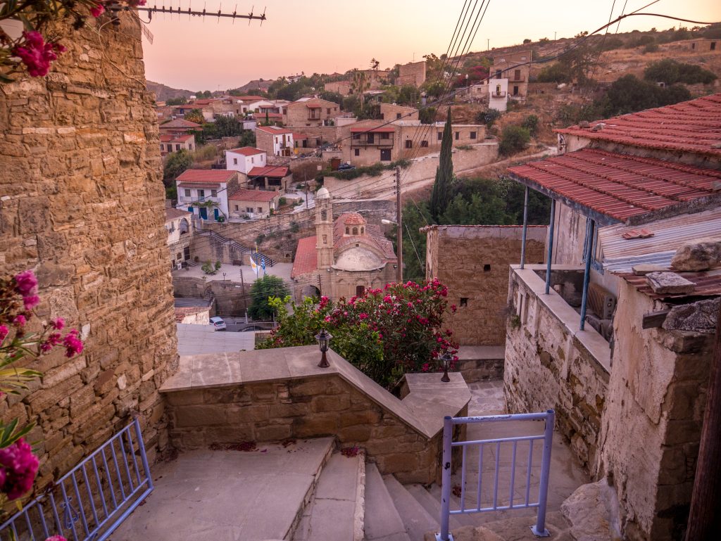 Tochni village during a winter evening in Cyprus