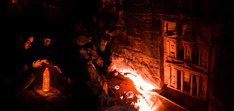 View of Petra at night from the Treasure's viewpoint