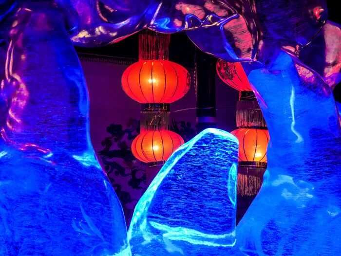 Ice sculptures in Harbin downtown during the Ice Festival 