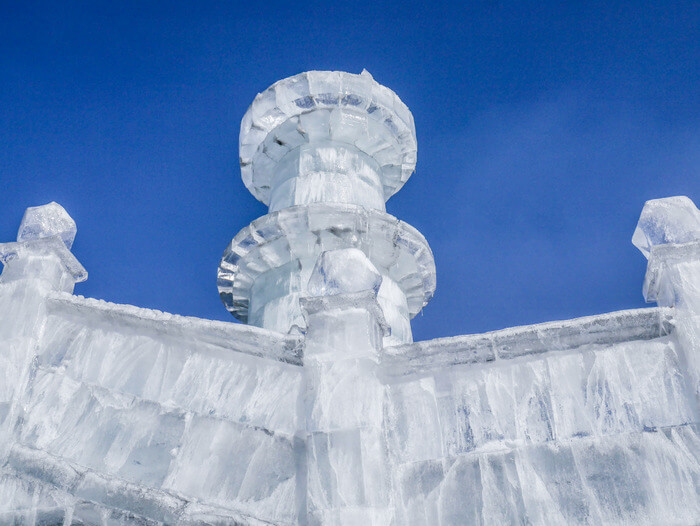 A bridge made of ice blocks in Harbin