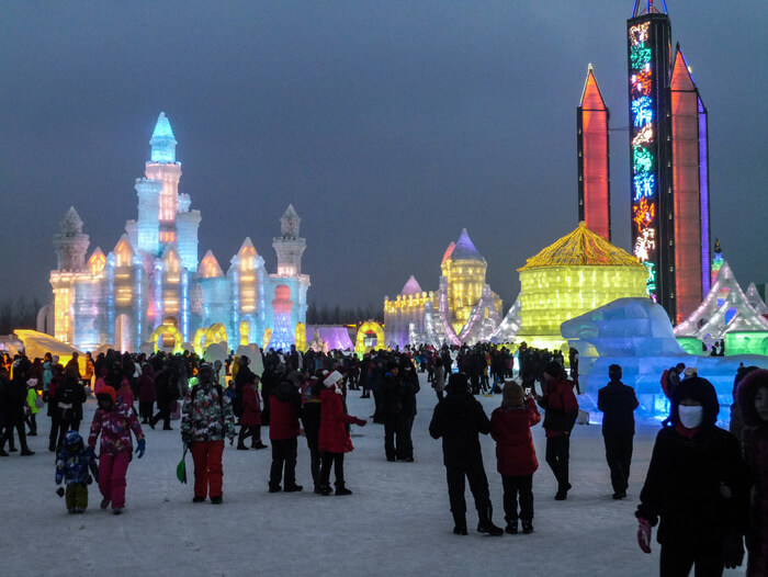 Harbin Ice and Snow World at night