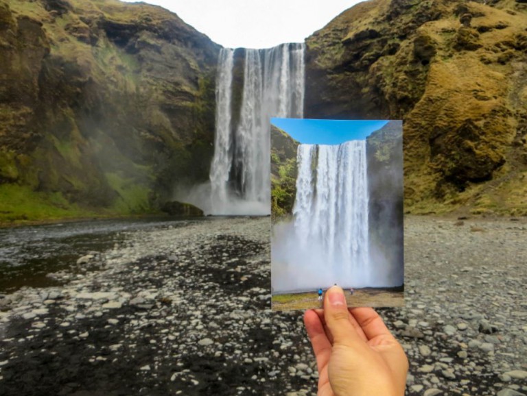 Skógafoss looks way more beautiful in real life than in a postcard