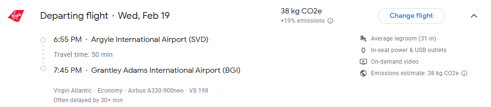 Virgin Atlantic: Offers flights from St. Vincent to Barbados, continuing to London. I took this flight and found it to be an efficient way to travel between islands.