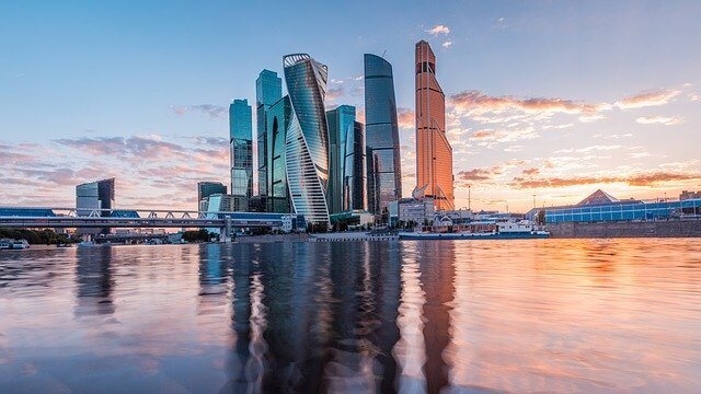 Moscow skyline at sunset