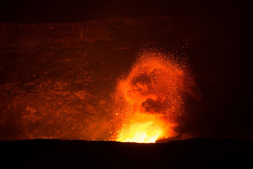 Lava explosions at Santiago crater in Masaya