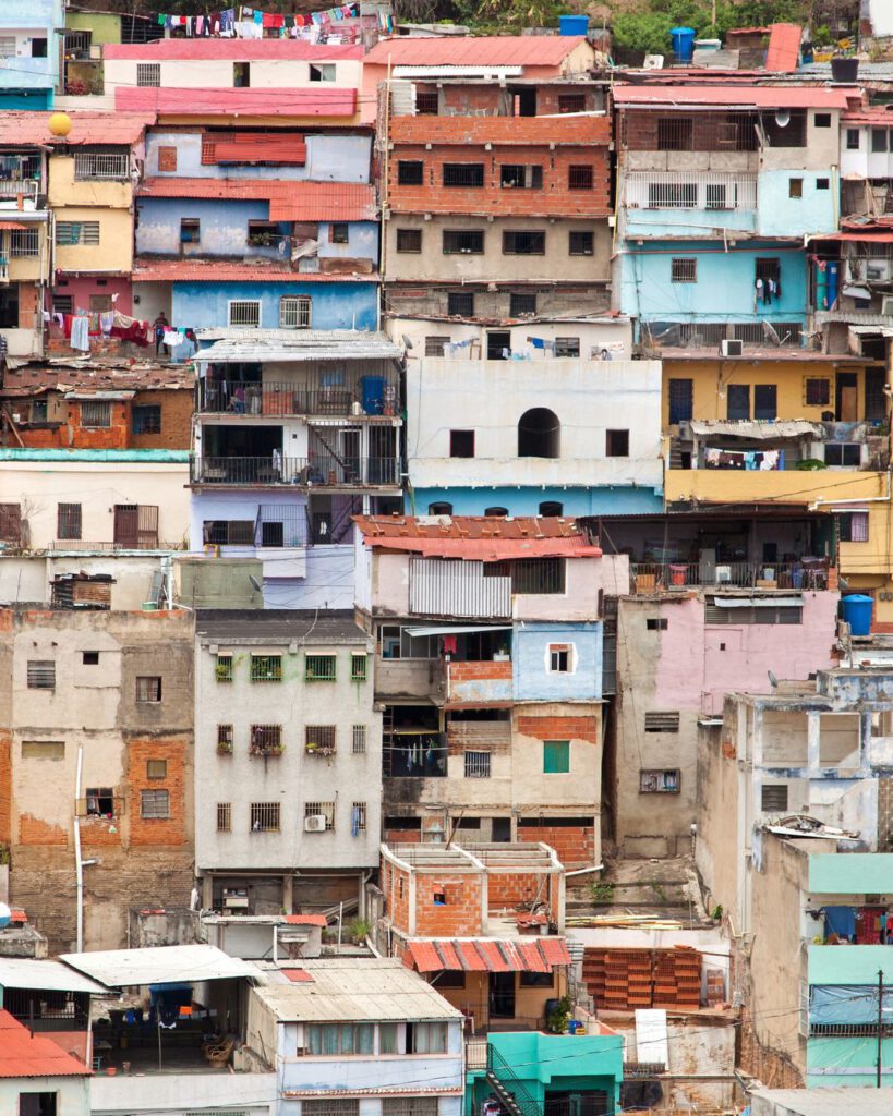 View of the colorful houses in Caracas