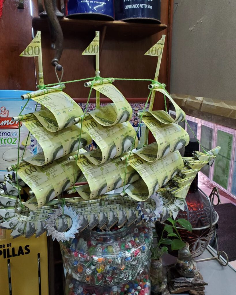 Boat made out of bills