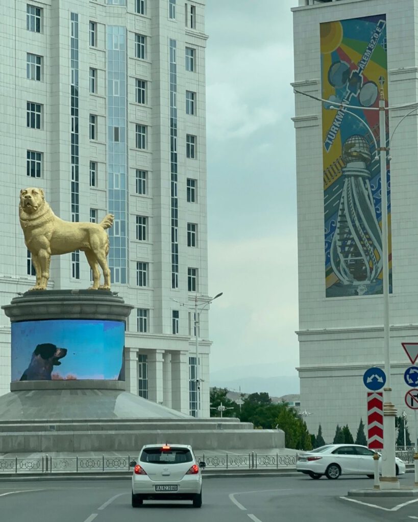 Ashgabat - Giant Gold Dog Statue