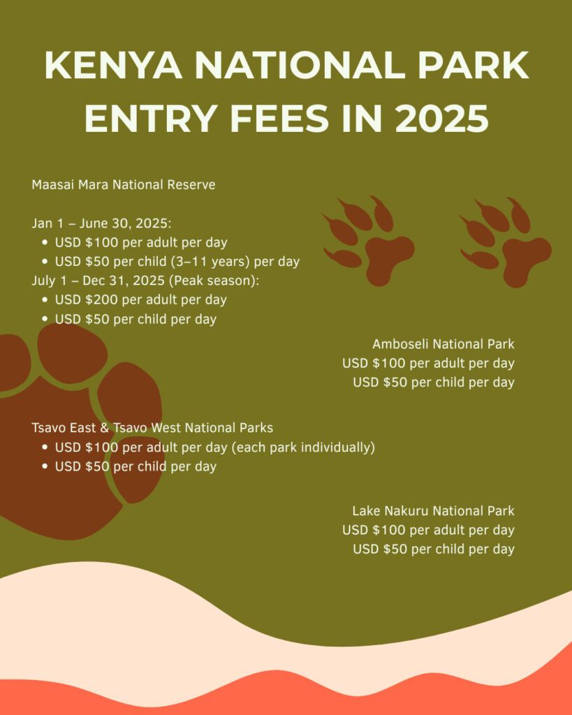 Infograph Kenya National Park Entry Fees in 2025 
