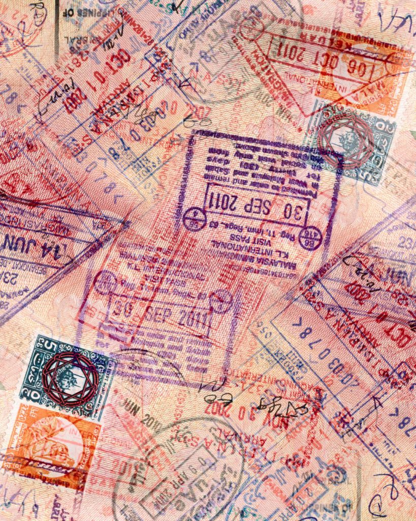 Passport stamps from all over the world