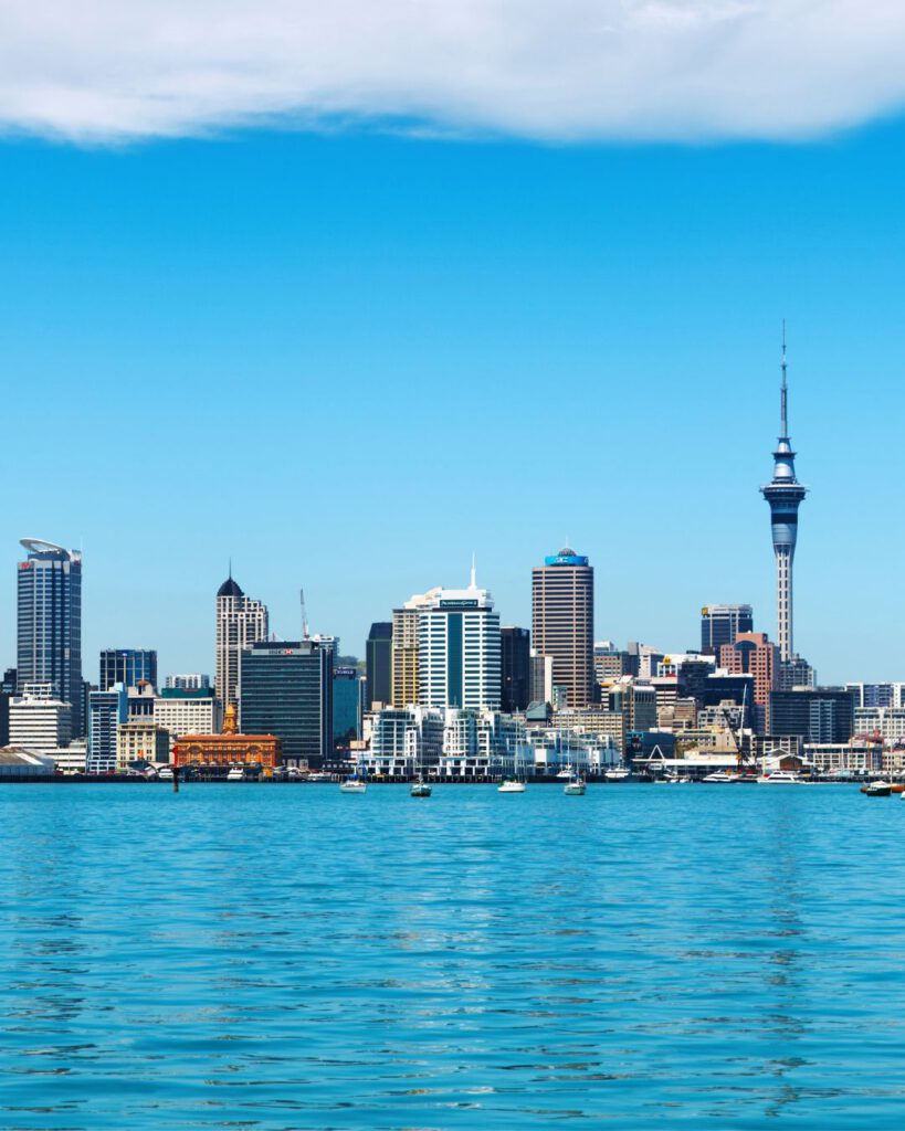 Skyline of the city of Auckland in New Zealand