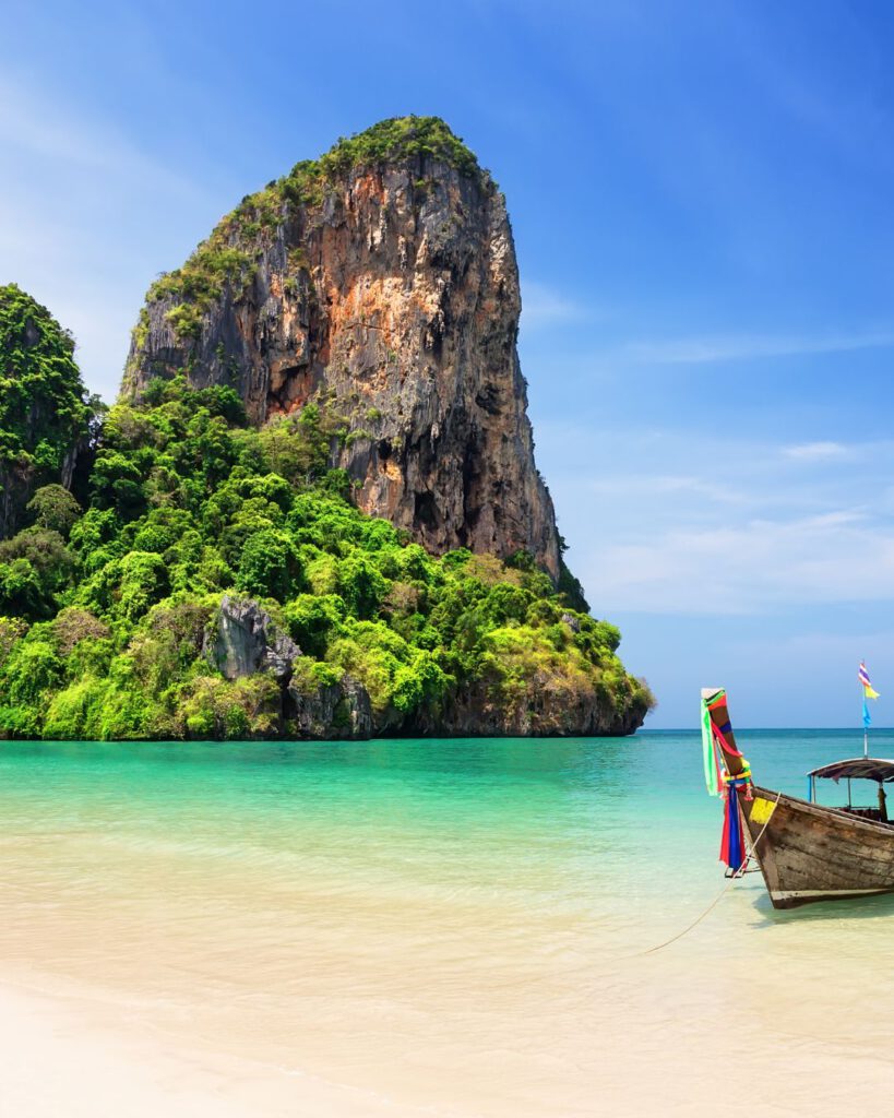 View of the mountains of Railey at Kho Phi Phi in Thailand